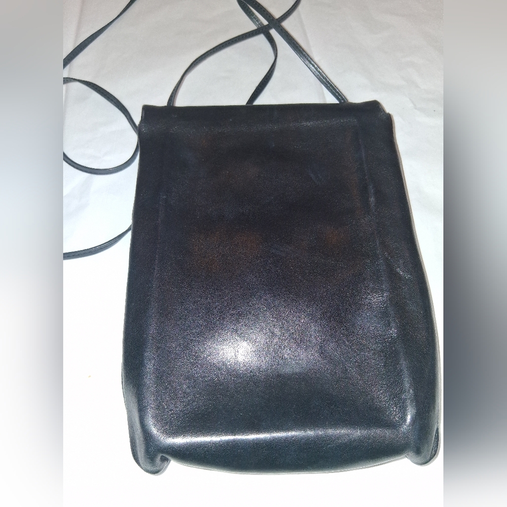 Black Embossed Face Leather Crossbody Bag - Picture 2 of 8